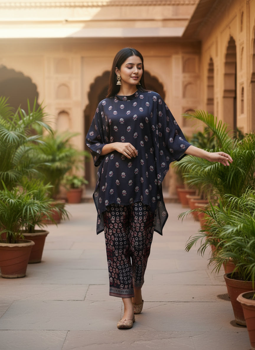 Midnight Floral Pure Bemberg Modal Kurta Set
