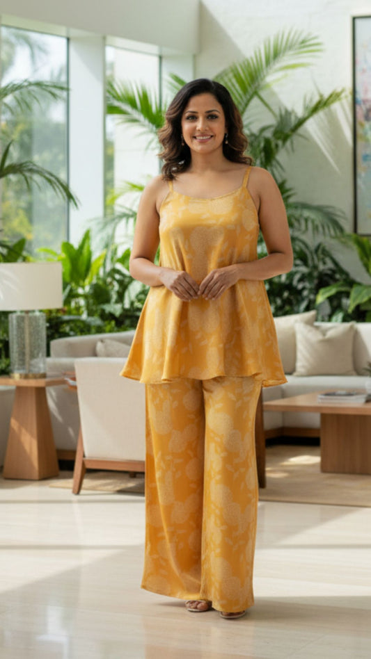 Mustard Yellow Modal Sleeveless Co-ord Set