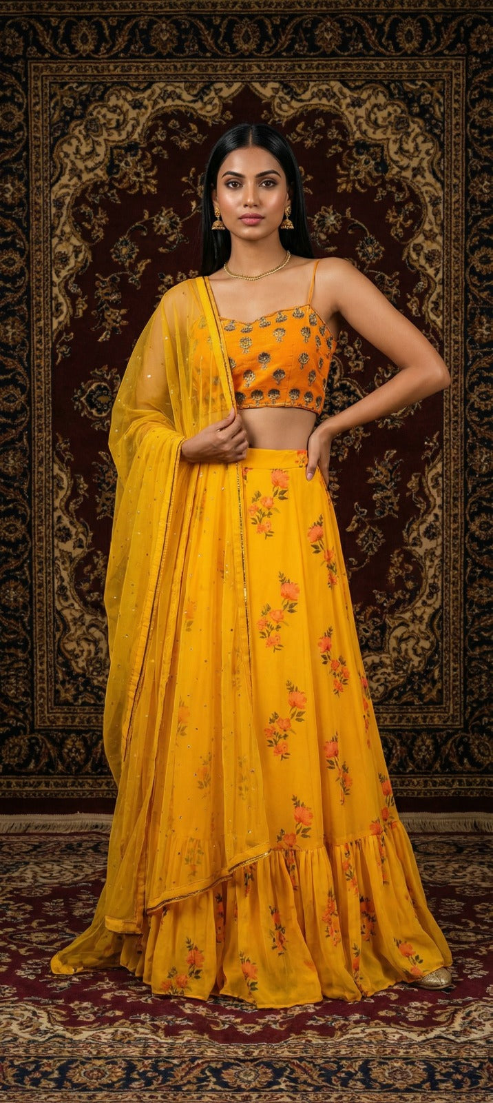 Festive Bright Yellow Lehenga Set
