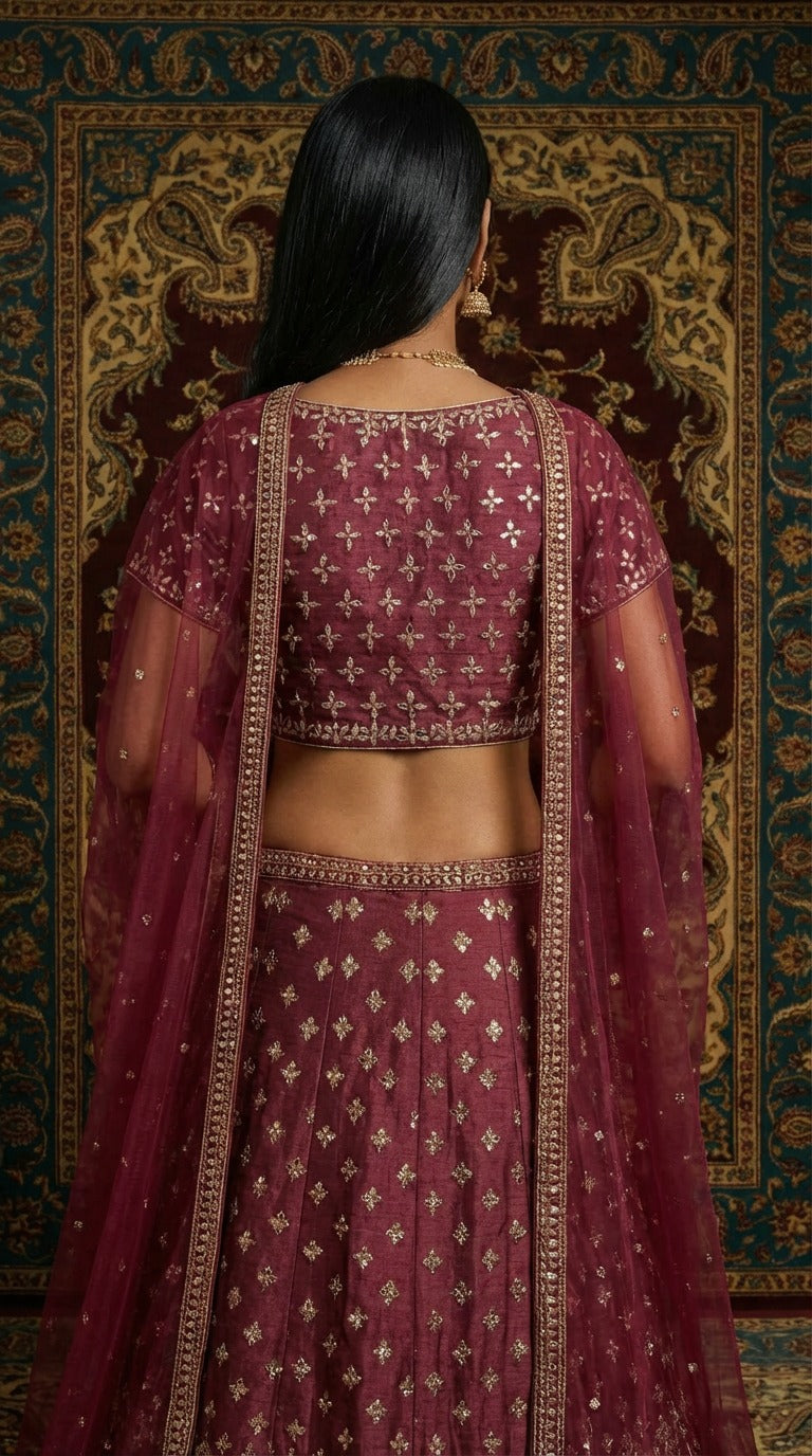 Purple Sequin Lehenga Set