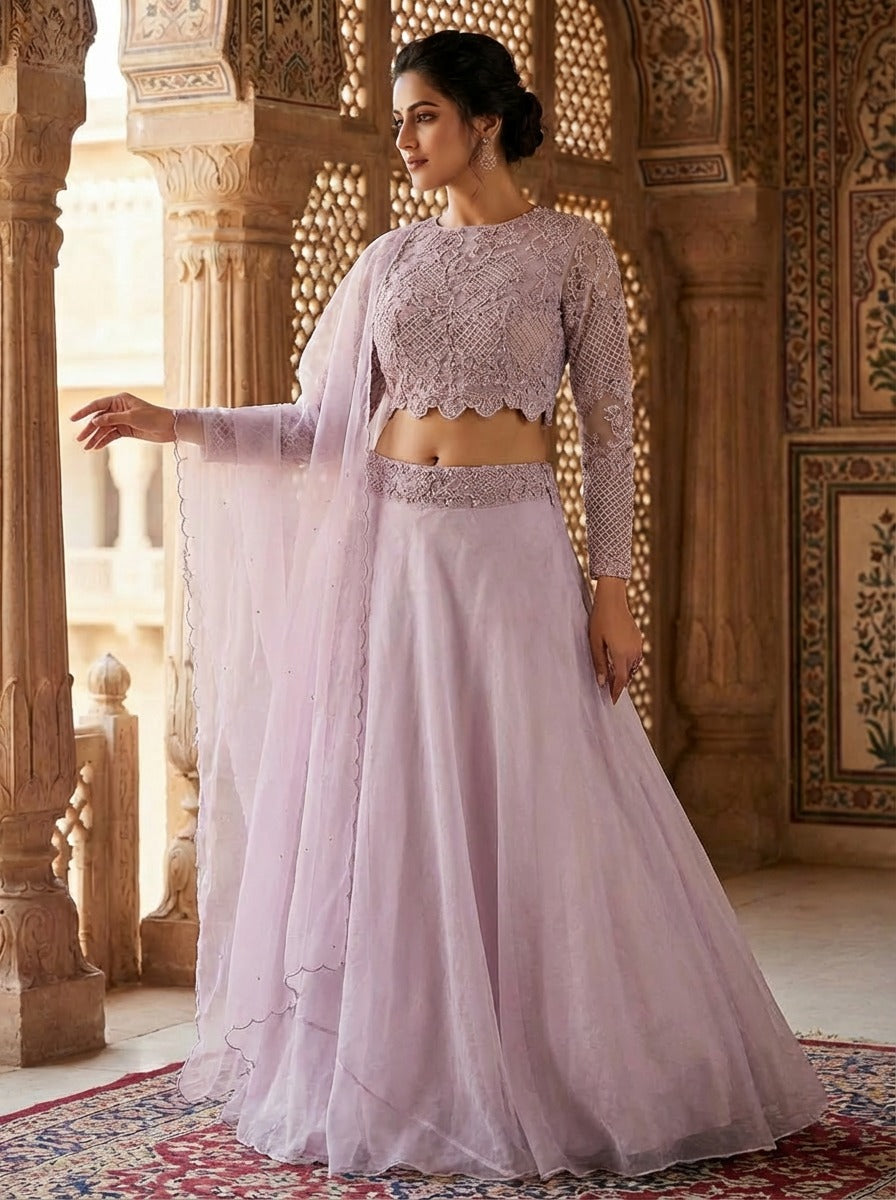 Lilac Aura Organza Lehenga Set