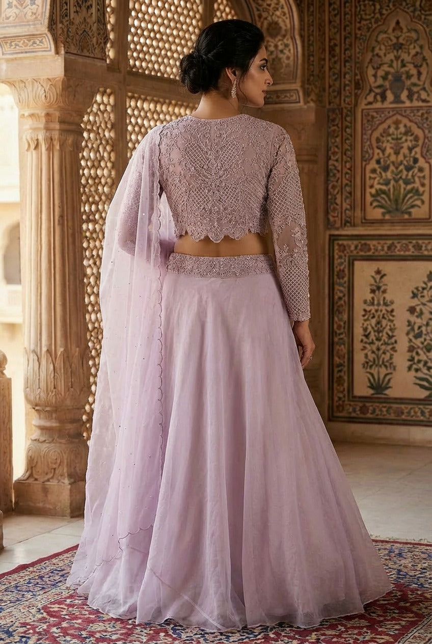 Lilac Aura Organza Lehenga Set