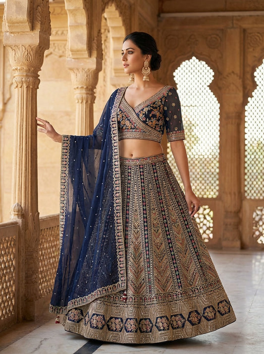 Classic Silk Lehenga Choli with Organza Dupatta