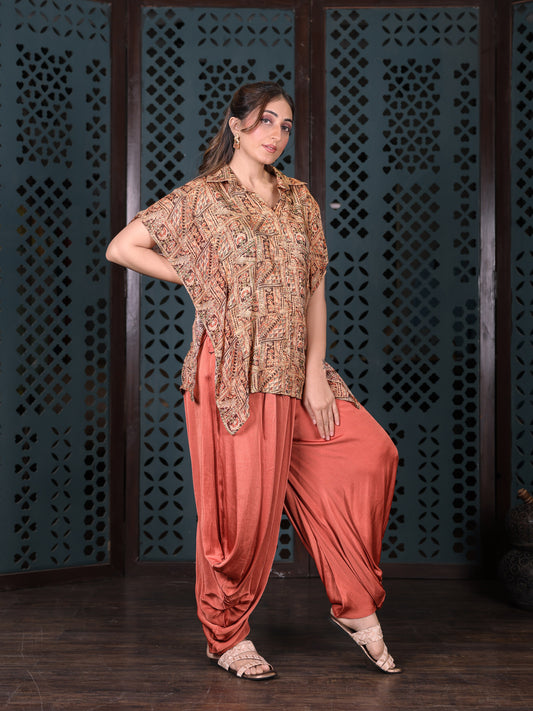 Rust Draped Dhoti