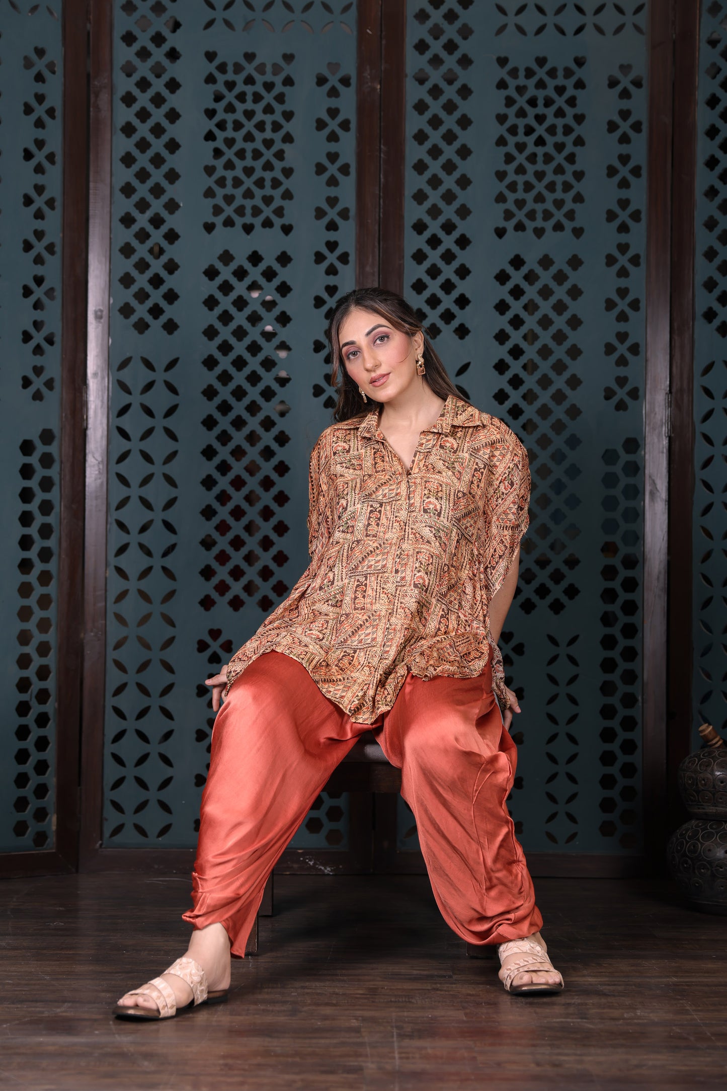 Rust Draped Dhoti