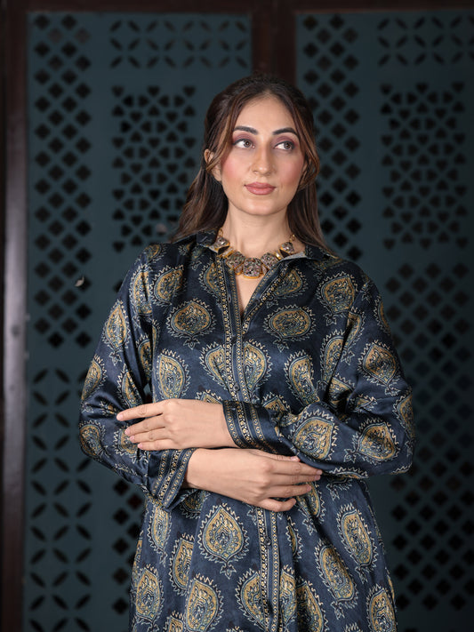 Slate Blue Ikat Print Shirt