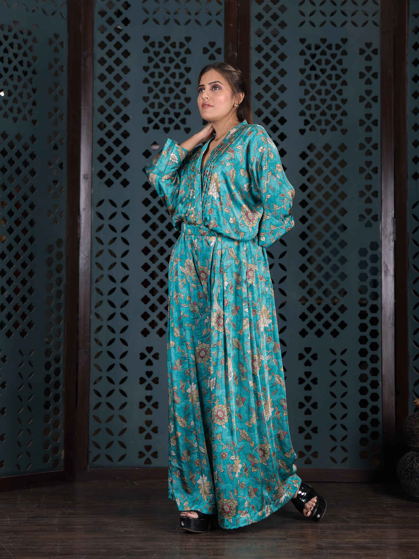 Turquoise Floral Co-ord Set