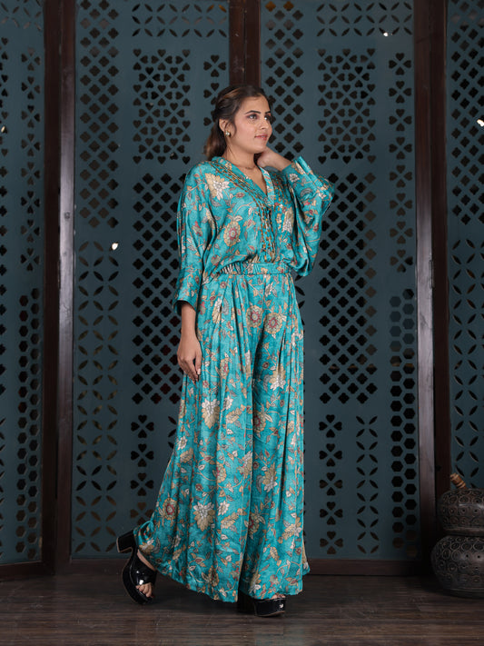 Turquoise Floral Co-ord Set
