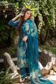 Peacock Teal Muslin Suit Set – Floral Print with Sequin Work (3-Piece)