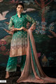 Teal Green Dola Silk Jacquard Butti Suit Set with Blush Pink Dupatta - 3 Piece