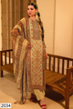 Sage Green Viscose Muslin Hand Print Suit Set with Multicolour Dupatta - 3 Piece