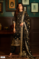Black Heavy Organza Chikankari Grid & Jacquard Butti Suit Set with Black Banarasi Floral Dupatta - 3 Piece