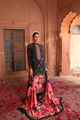 Black Heavy Organza Chikankari Grid & Jacquard Butti Suit Set with Banarasi Floral Dupatta - 3 Piece