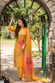 Mustard Yellow Floral Printed Muslin Suit Set with Sequin Work | 3-Piece