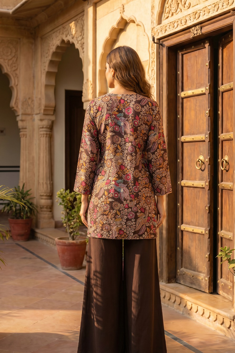 Luxury Kalamkari Co-Ord Set in Dola Silk