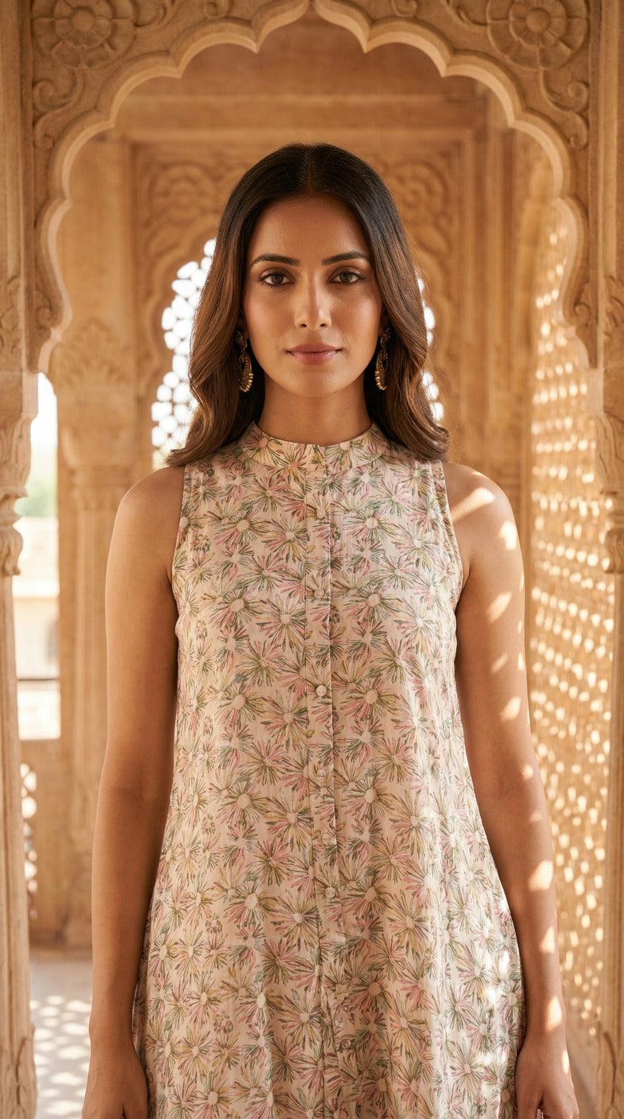 Floral High-Low Kurti Set