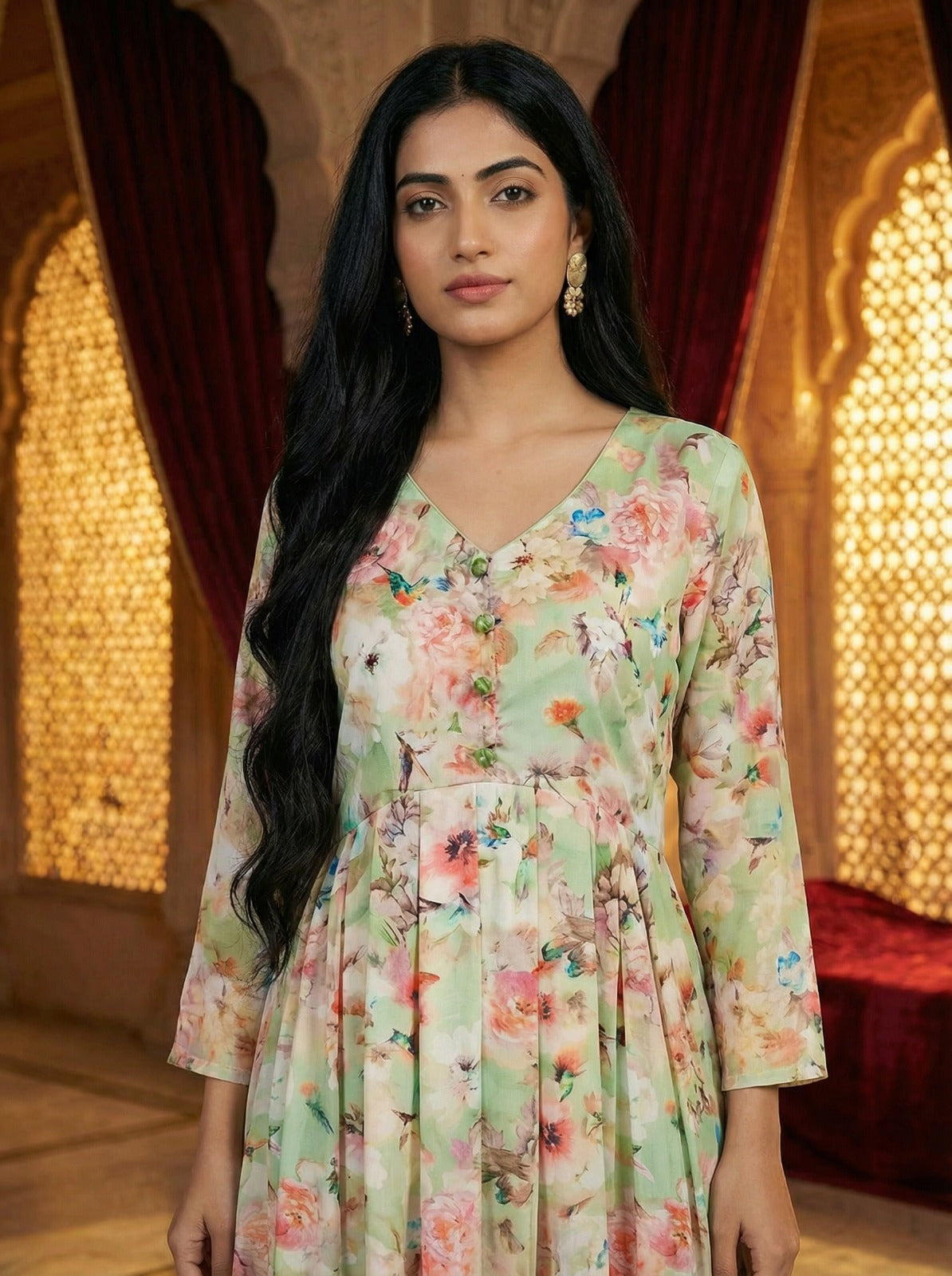 Pista Green Floral Palazzo Set