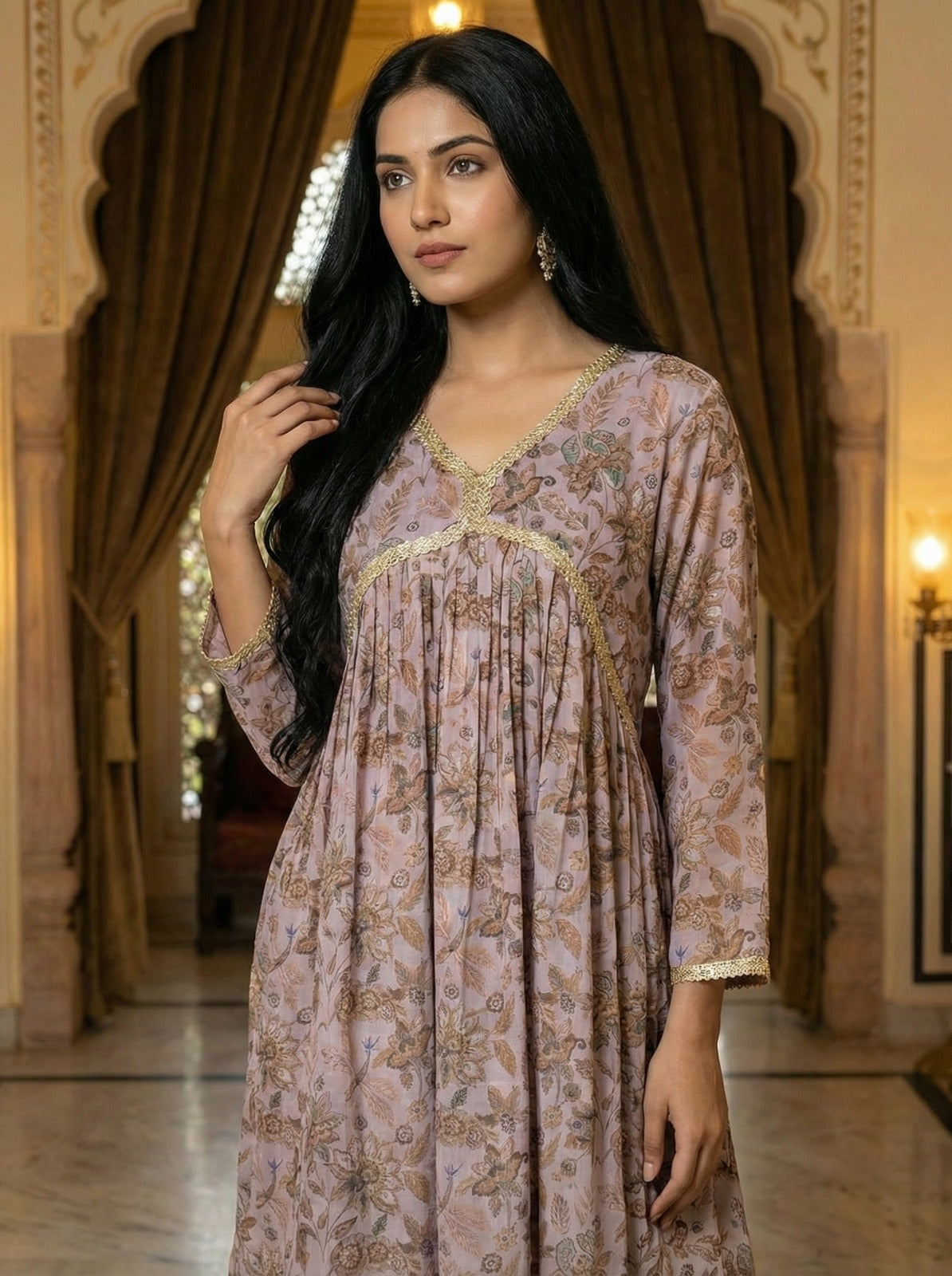 Lavender Floral Sharara Set with Dupatta