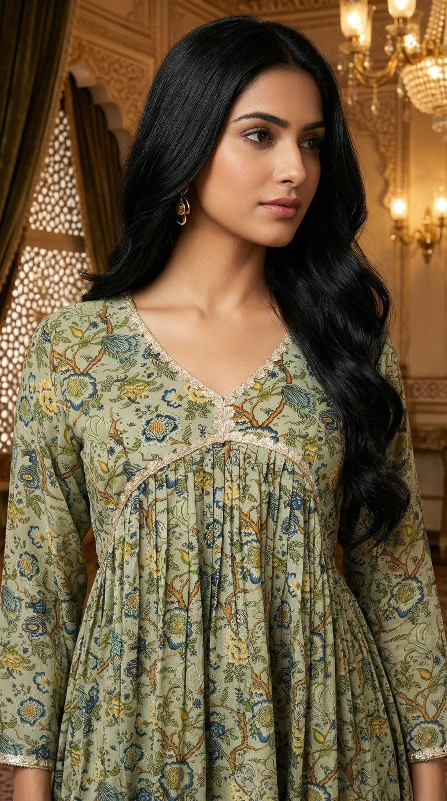 Sage Green Printed Sharara Set