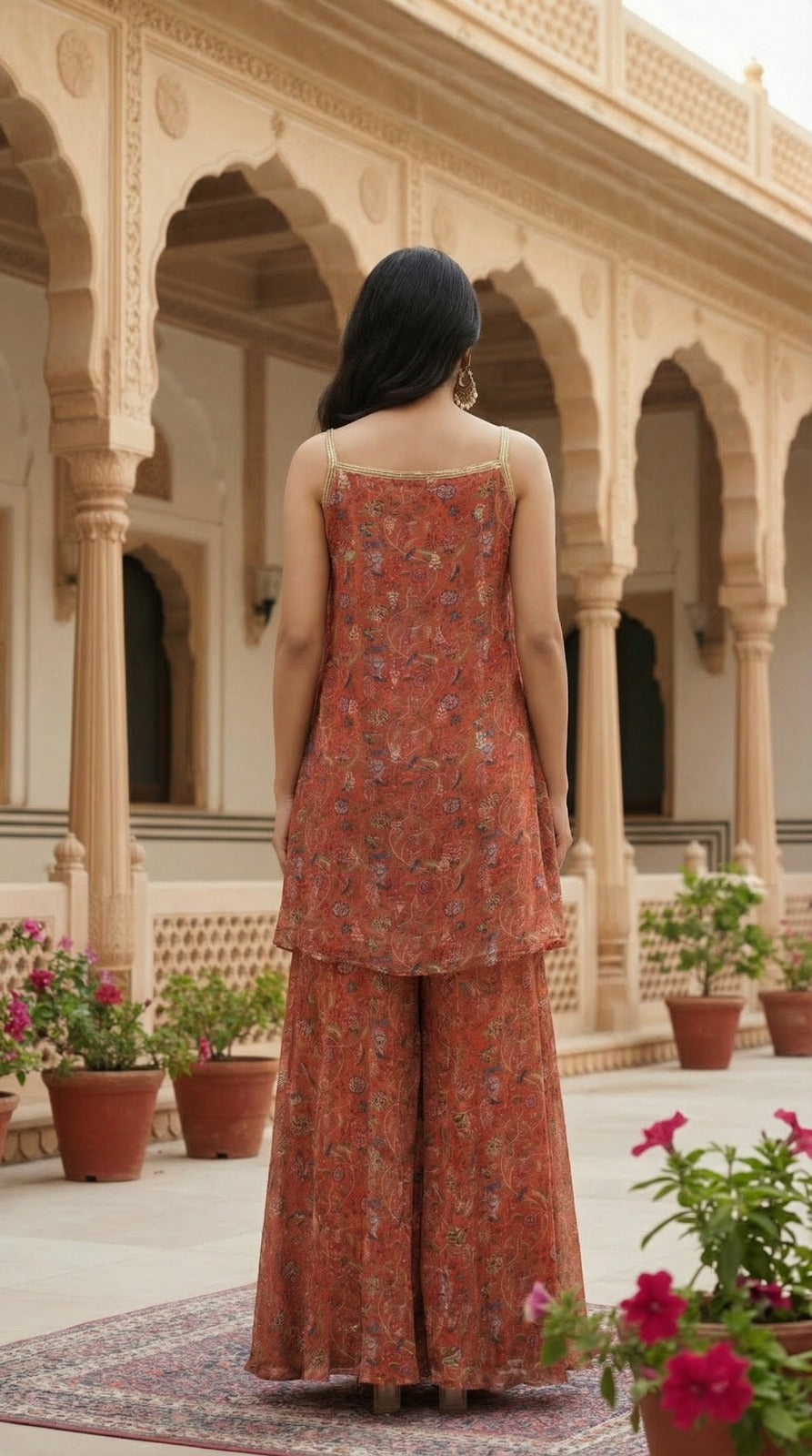 Straight-Cut Tunic Paired With a Flowing Flared Palazzo