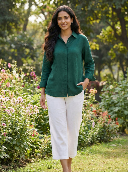 Green Viscose Dola Silk Shirt