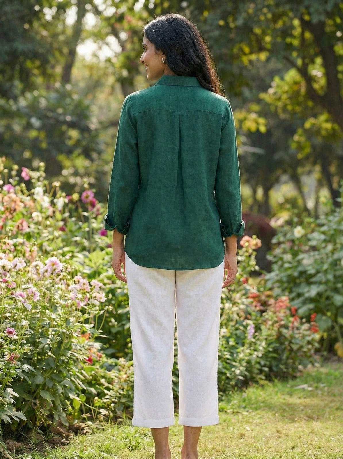 Green Viscose Dola Silk Shirt