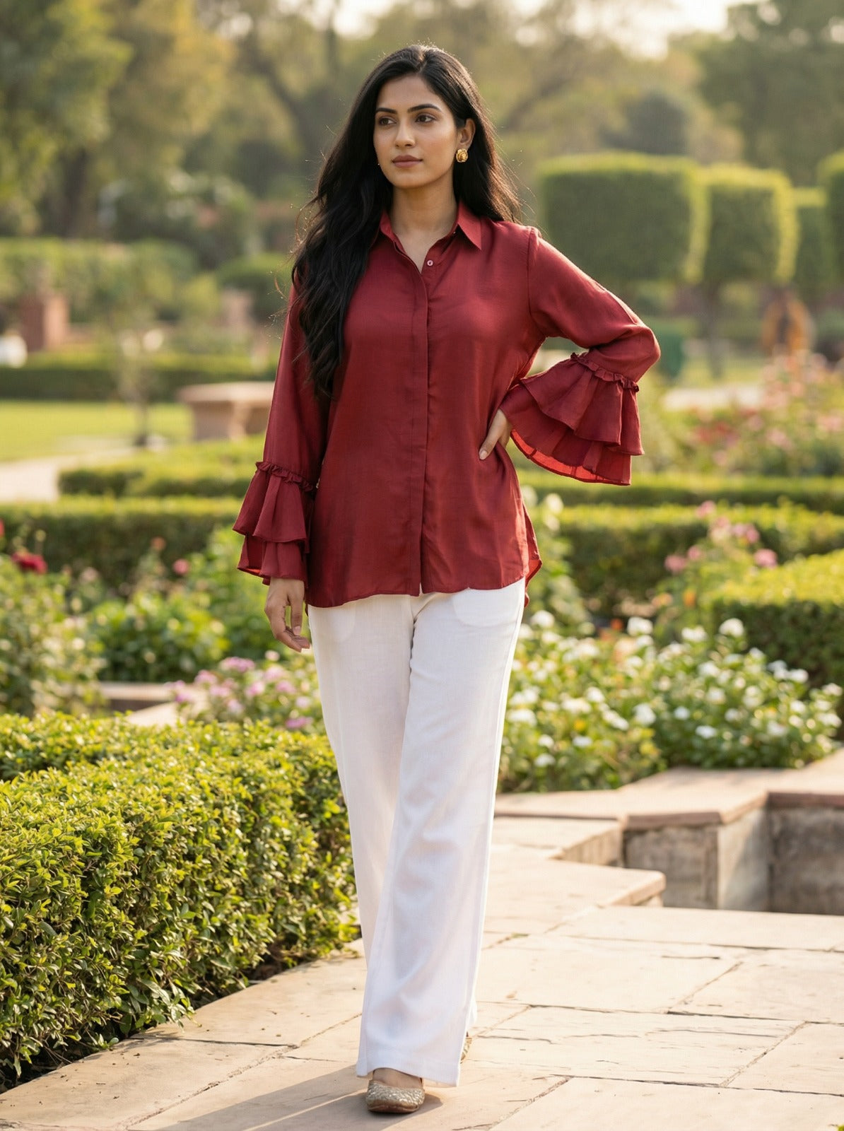 Rust Bell Sleeve Shirt