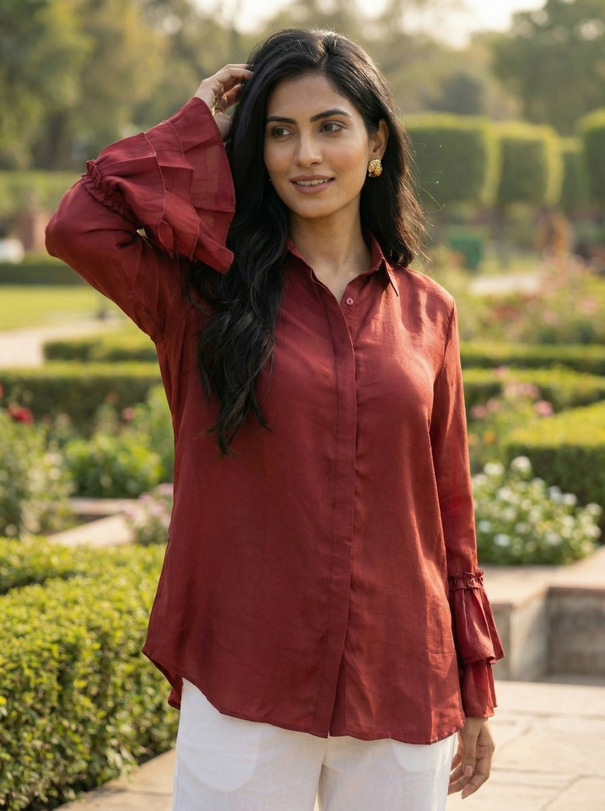 Rust Bell Sleeve Shirt