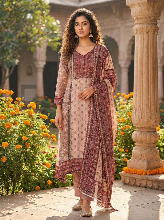 Maroon & Gold Zardosi-Inspired Yoke Kurta Set