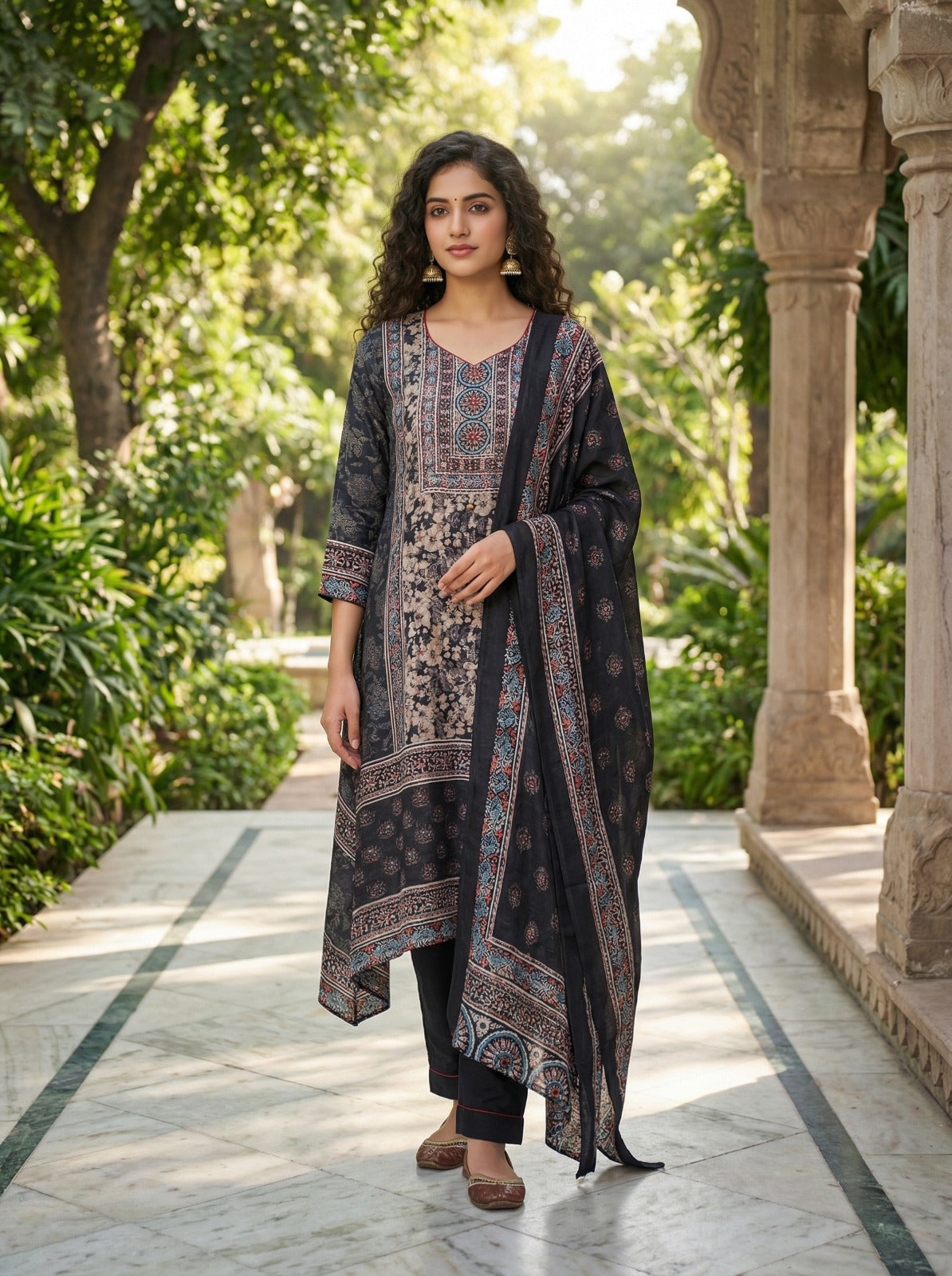 Ornate Hand-Embroidered Yoke Kurta Set