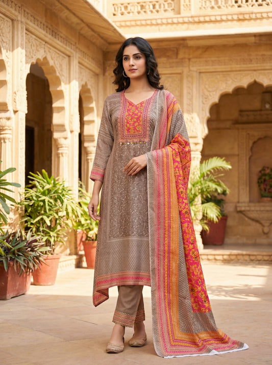 Sophisticated Block-Print Floral Kurta Set