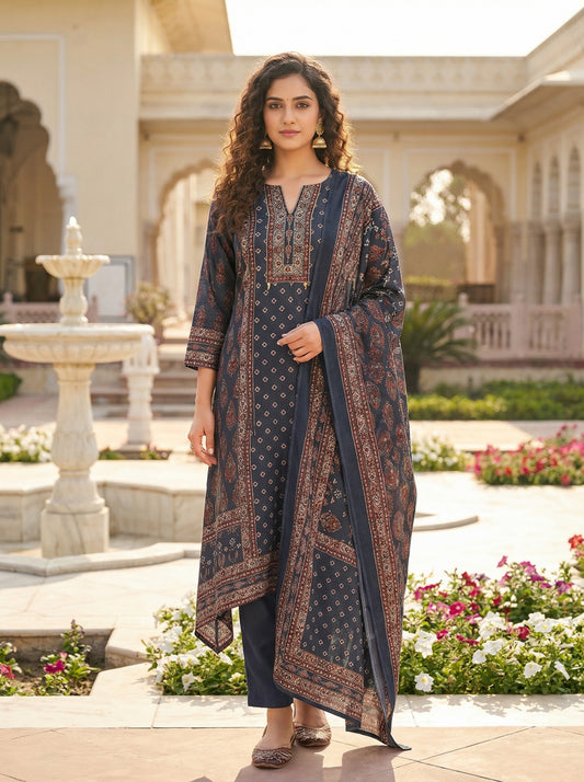 Terracotta & Ochre Border Detail Kurta Set