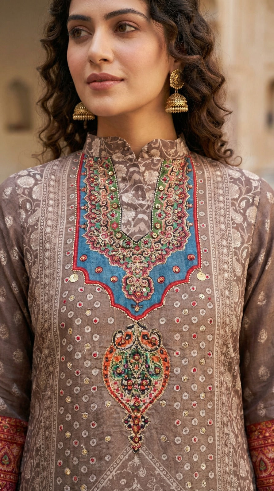 Vibrant A-Line Textured Kurta Set