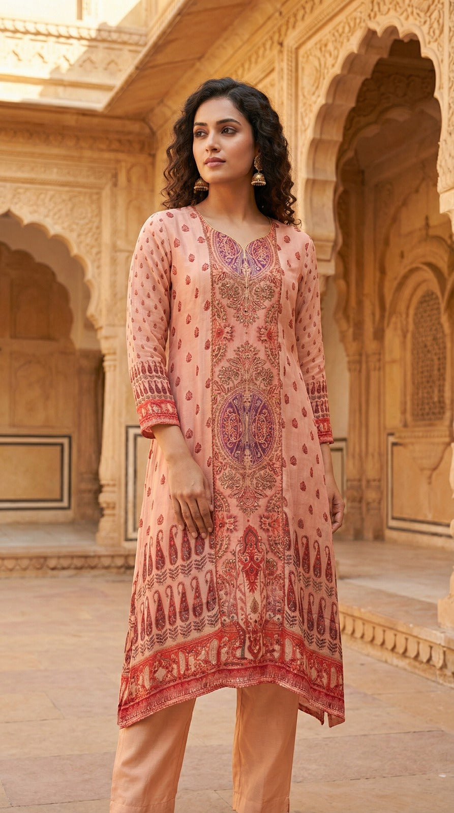 Dusty Rose Contemporary Ethnic Kurta Set