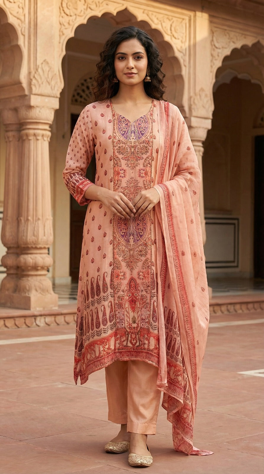 Dusty Rose Contemporary Ethnic Kurta Set