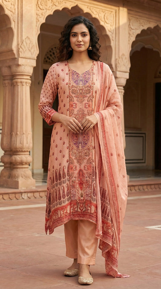 Dusty Rose Contemporary Ethnic Kurta Set