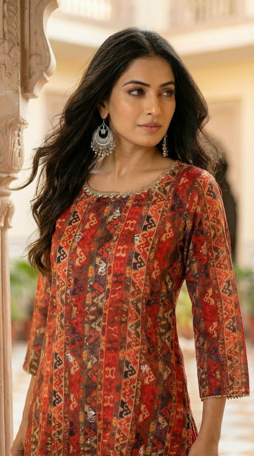 Paired With Flowy Solid Red Palazzo Pants