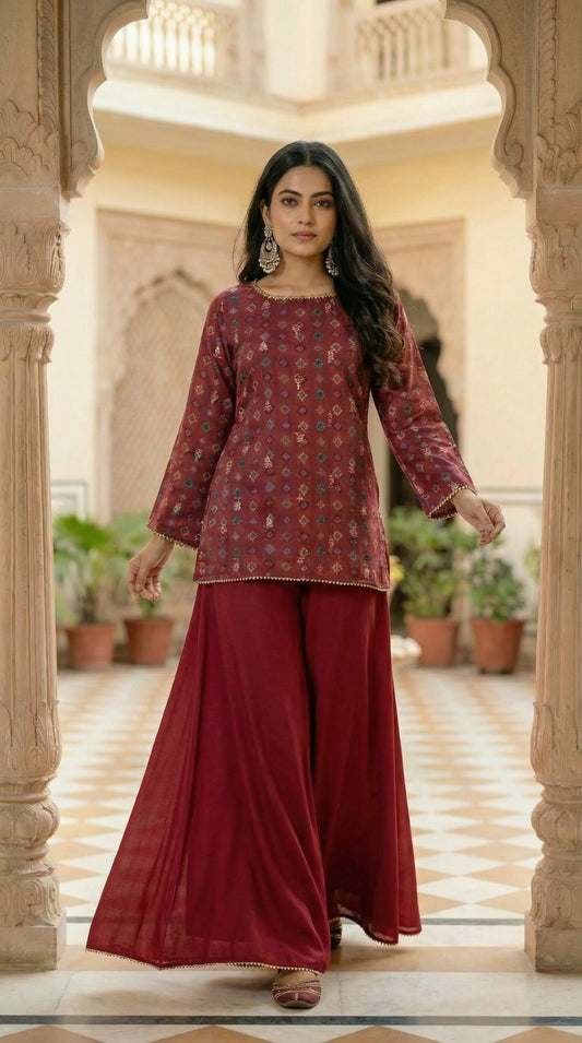 Paired With Flowing Matching Palazzo Pants