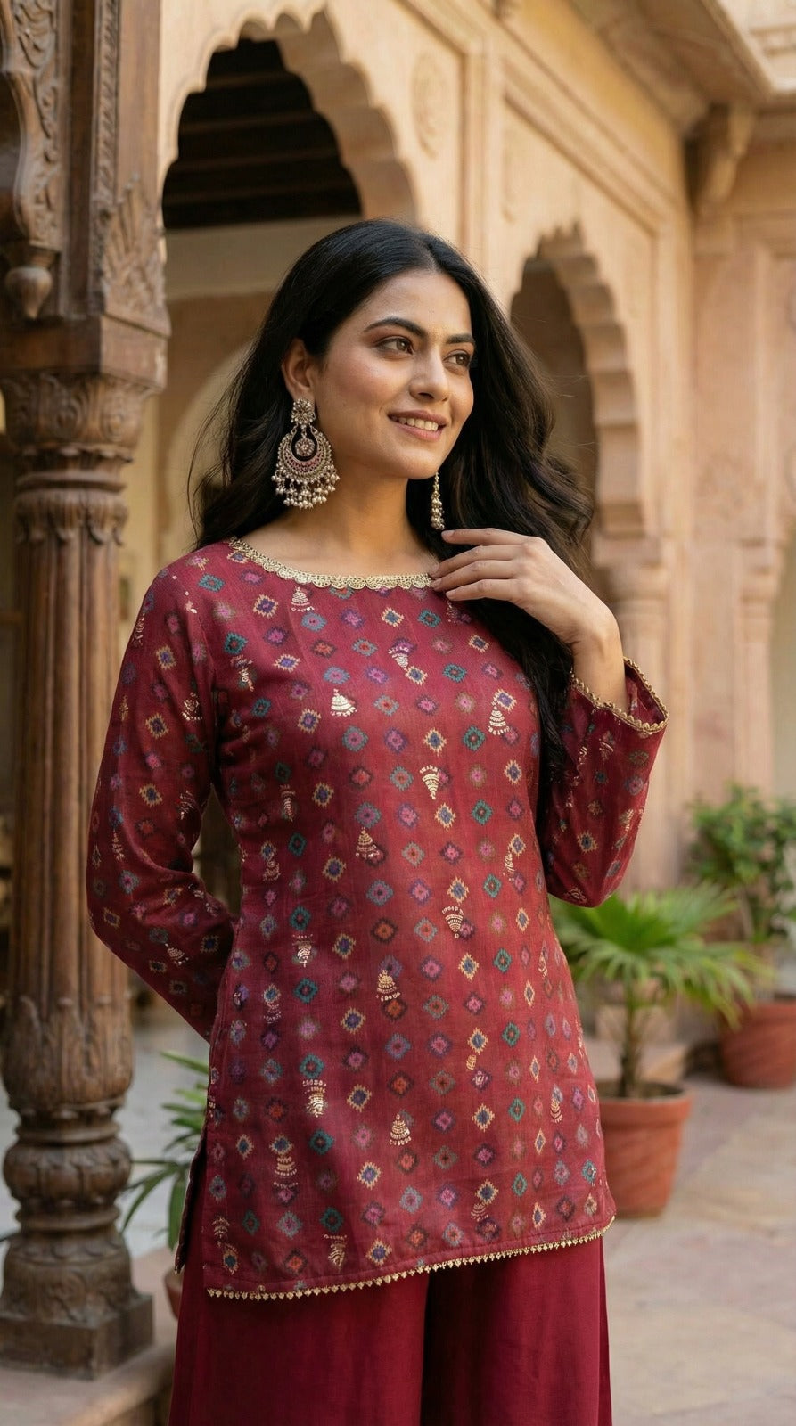 Paired With Flowing Matching Palazzo Pants