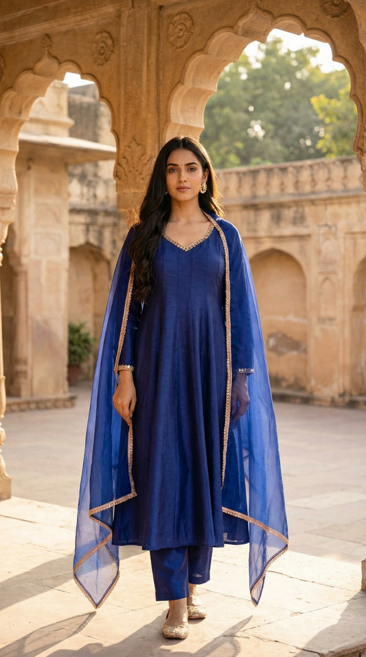 Crafted From Dolla Silk Anarkali Kurta Set