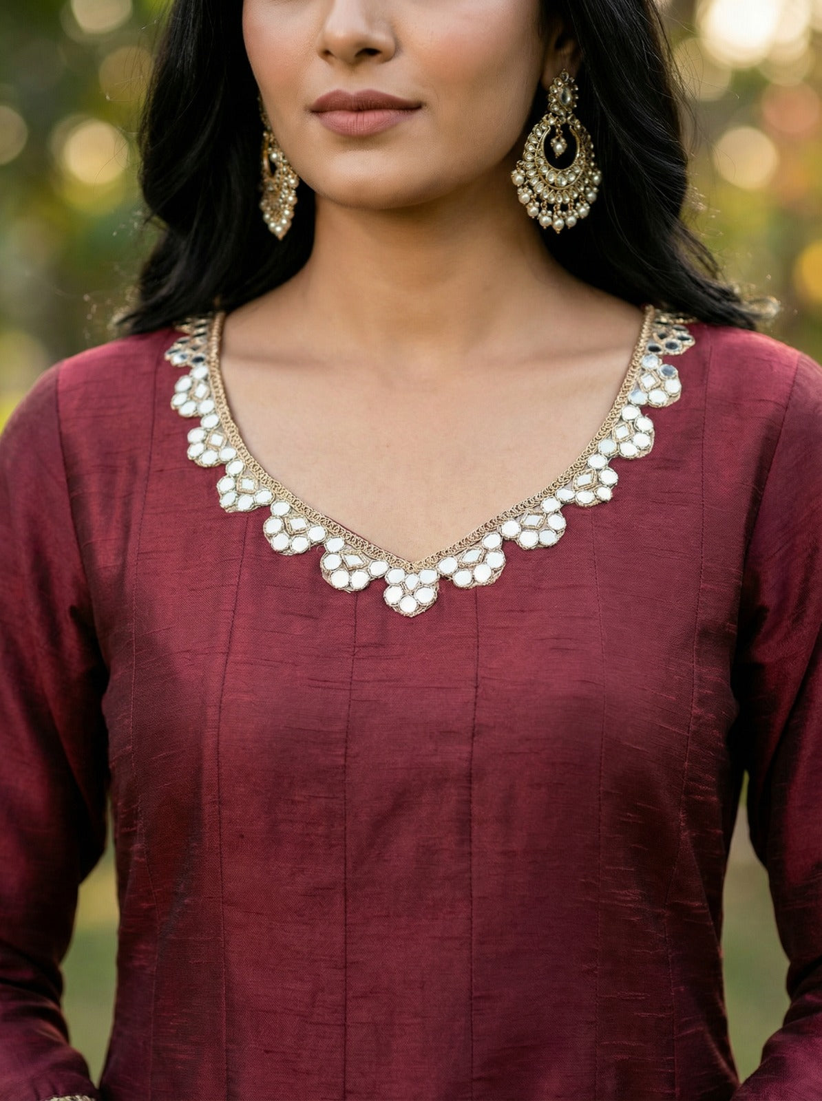 Crafted From Dolla Silk Anarkali Kurta Set Maroon