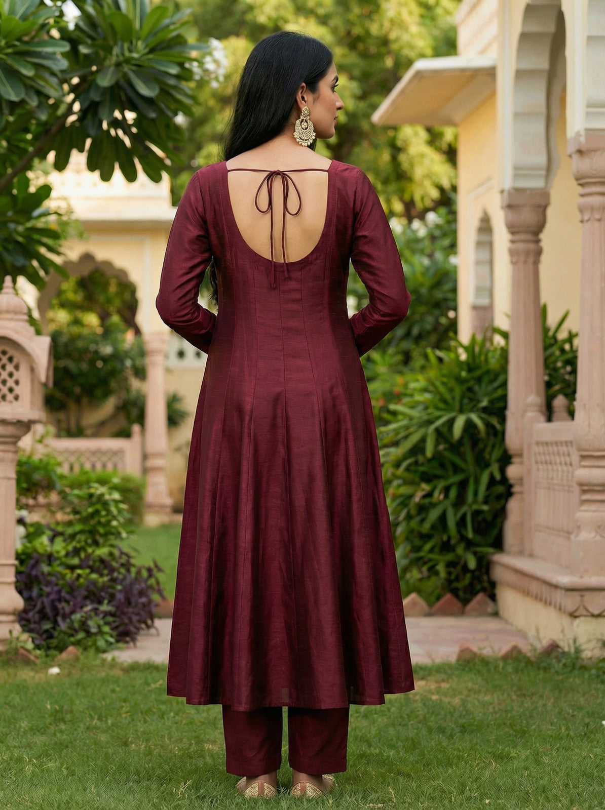 Crafted From Dolla Silk Anarkali Kurta Set Maroon
