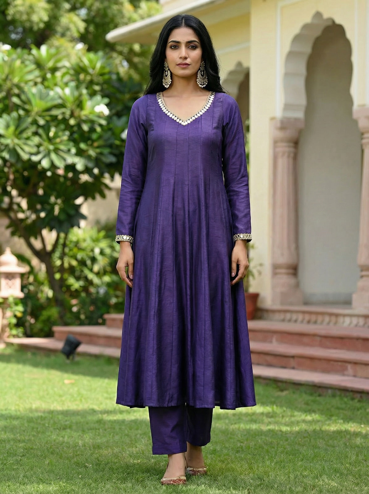 Crafted From Dolla Silk Anarkali Kurta Set Purple