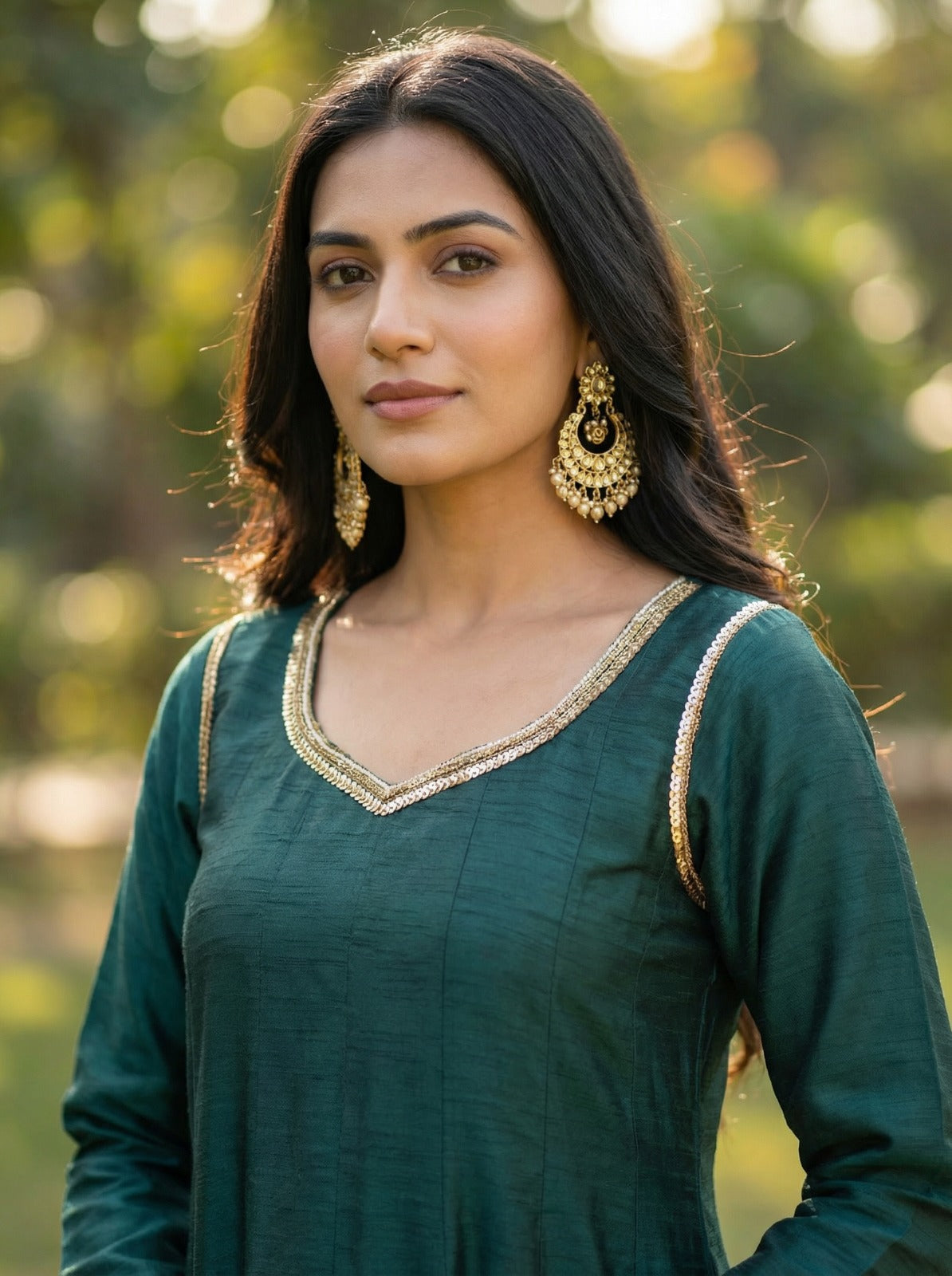 Crafted From Dolla Silk Anarkali Kurta Set Green