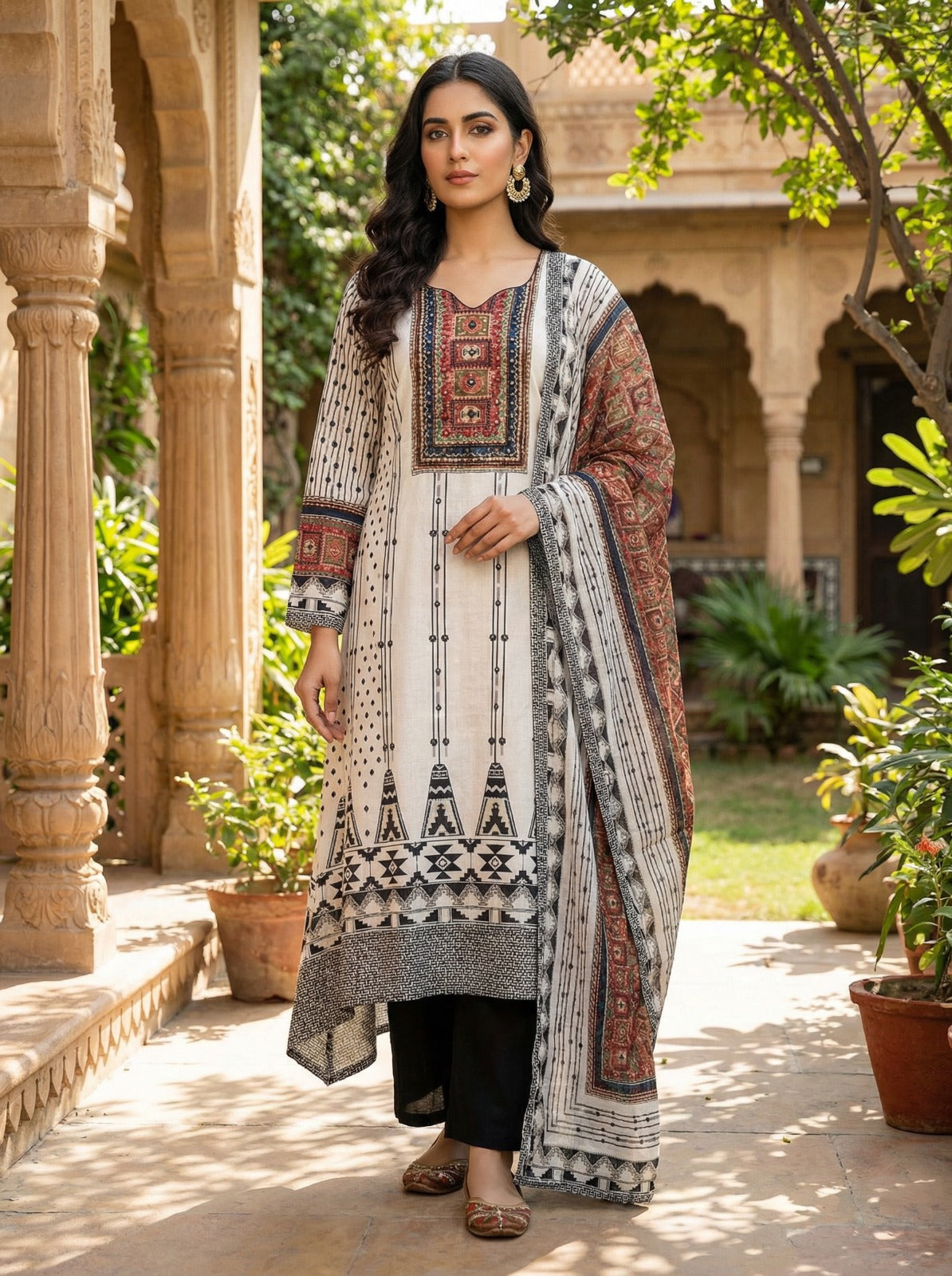 3 Piece Mirror Yoke Kurta Set