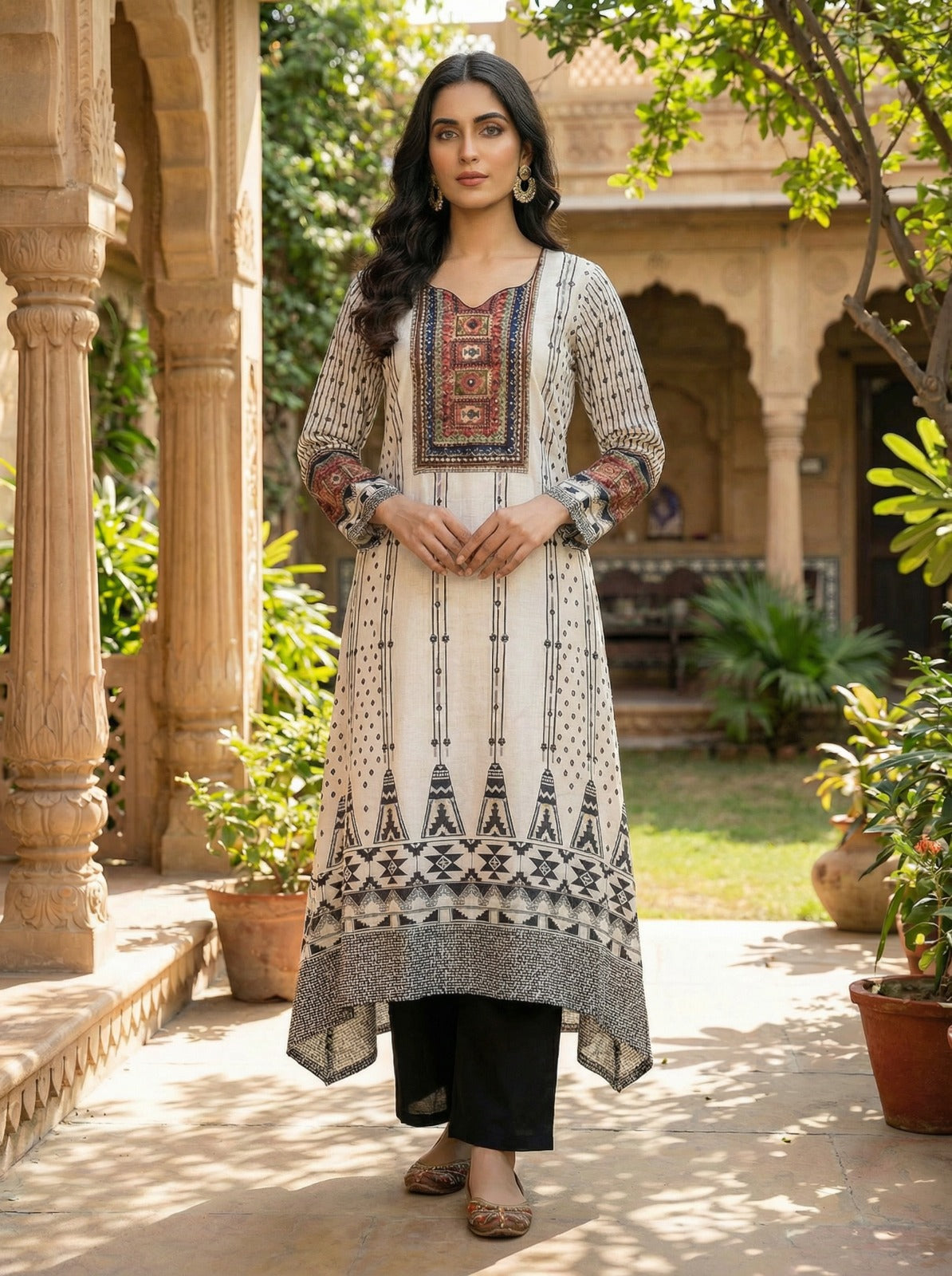 3 Piece Mirror Yoke Kurta Set