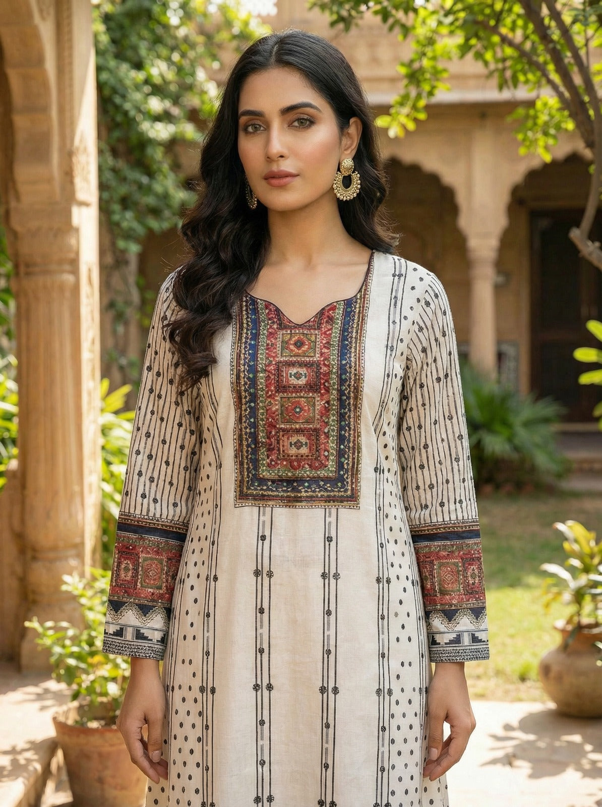 3 Piece Mirror Yoke Kurta Set
