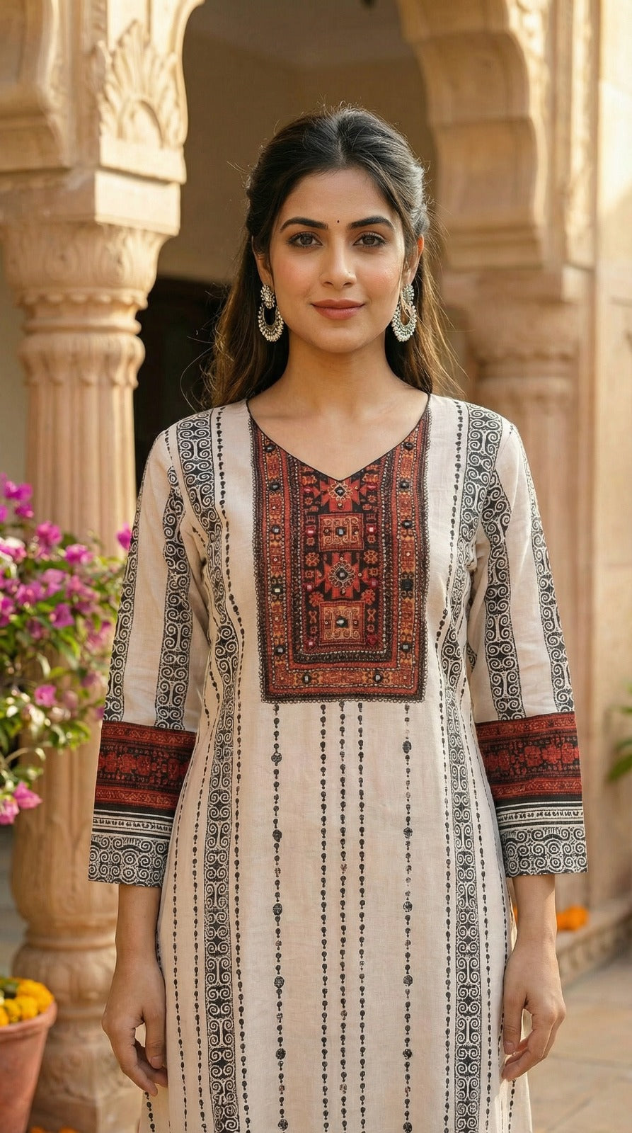 Mirror Yoke Cotton Set – Red & Black Classic