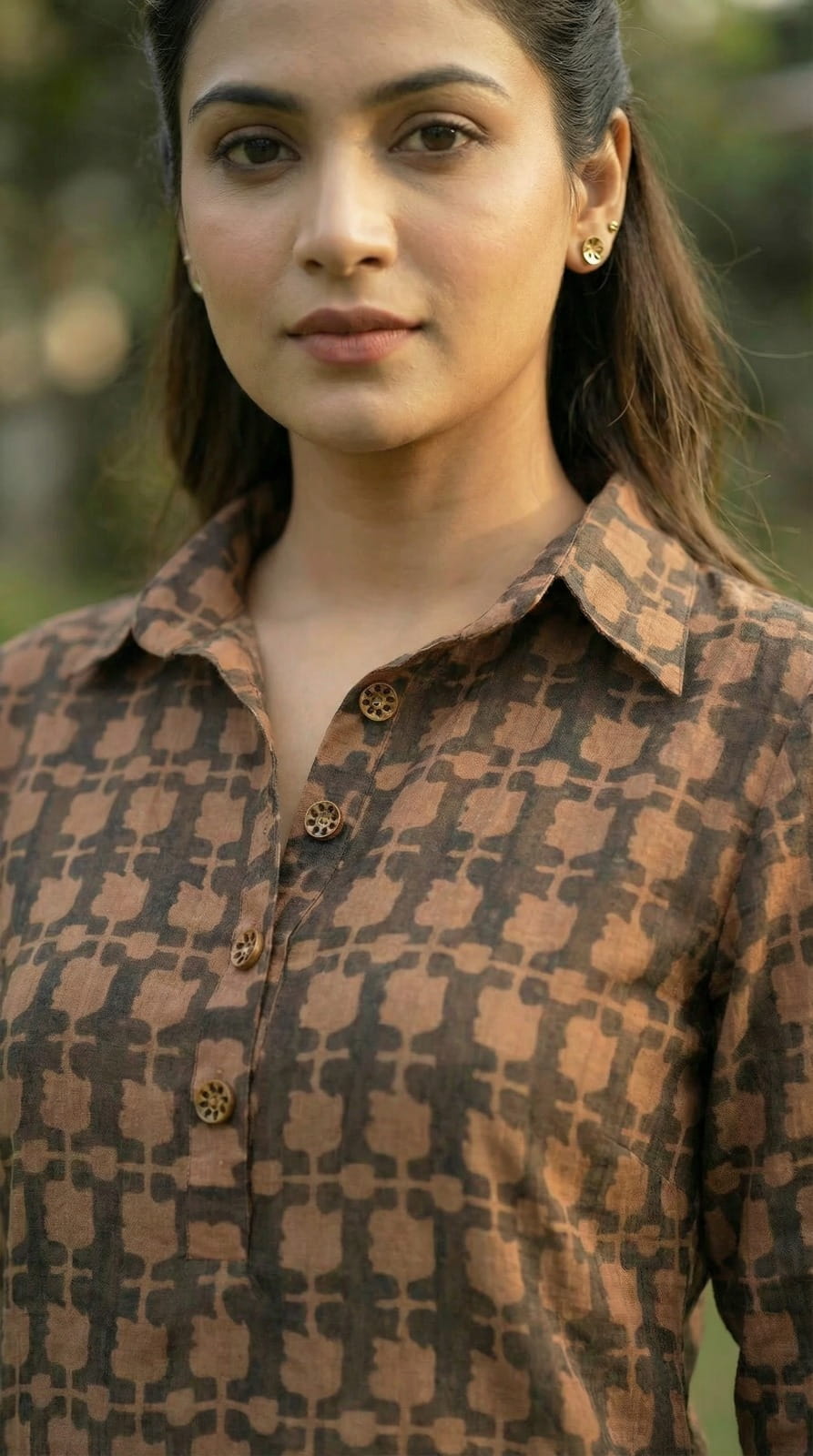 Pure Linen Silk Kurta Set - Brown