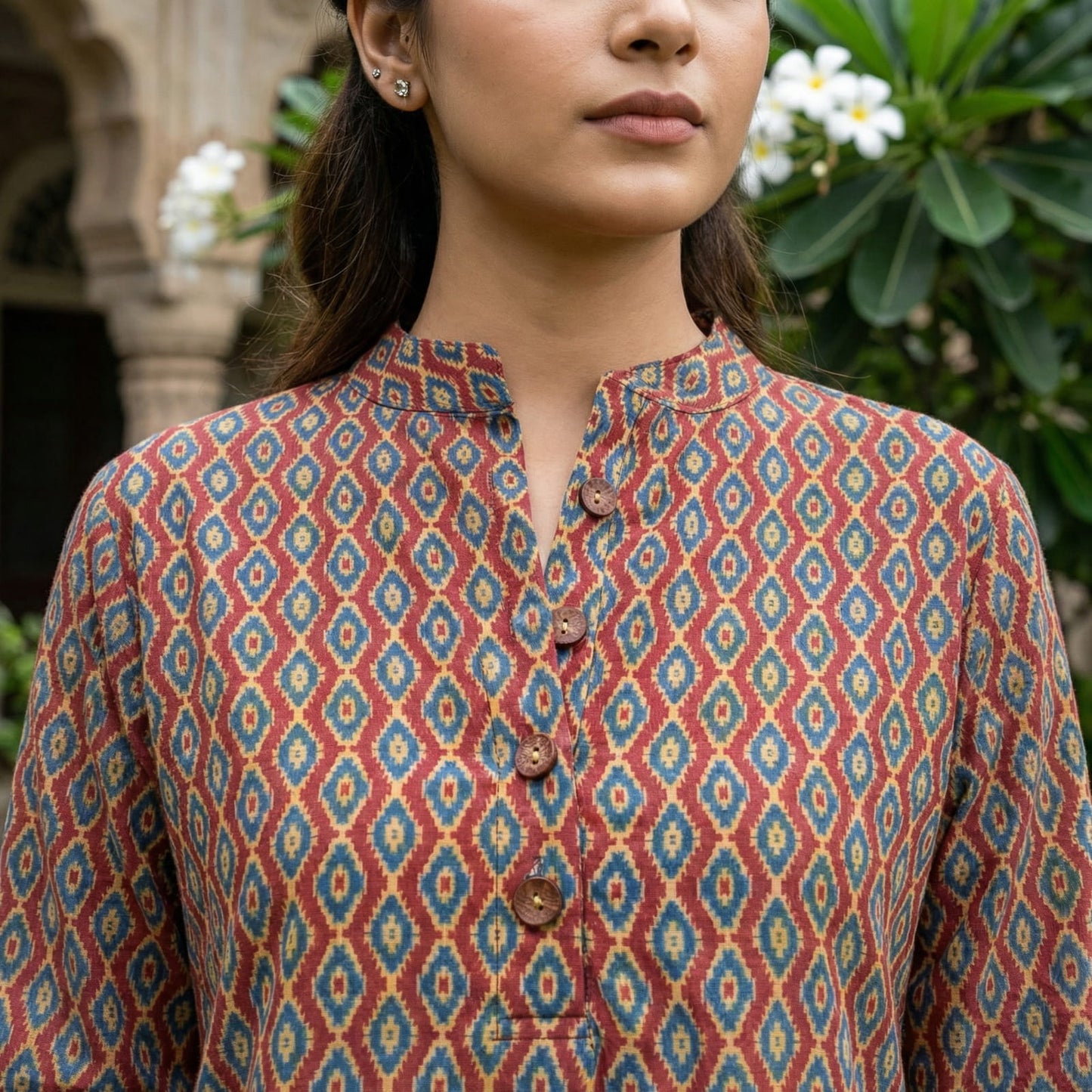 Pure Linen Silk Kurta Set - Rust